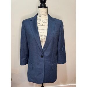 Theory Women's Blue 100% Wool Sleek Flannel Staple Blazer Jacket Size‎ 10